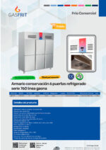 Armario Refrigerado Acero Inoxidable 6 Puertas Opacas 1800 Litros 12 Estantes 1856x760x2010h mm GFH108 GASFRIT - Imagen 2
