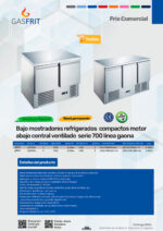 Mesa Refrigerada Acero Inoxidable 2 Puertas Opacas 300 Litros 2 Estantes 900x700x850h mm GF063 GASFRIT - Imagen 2