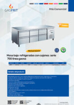 Mesa Refrigerada Acero Inoxidable 6 Cajones 450 Litros 2230x700x650h mm GF807 GASFRIT - Imagen 2