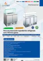 Mesa Refrigerada para Ingredientes GN 1/3 x 4 + GN 1/2 x 1 - 2 Puertas Opacas 2 Estantes 240 Litros 900x700x1295h mm GFX61 GASFRIT - Imagen 2