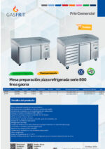 Mesa Refrigerada para Pizza 1 Puerta Opaca 1 Estante 7 Cajones 240 Litros 1510x800x1000h mm GF059 GASFRIT - Imagen 2