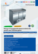 Mesa Refrigerada para Pizza 3 Puertas Opacas 270 Litros 1365x700x1010h mm GFX60 GASFRIT - Imagen 2