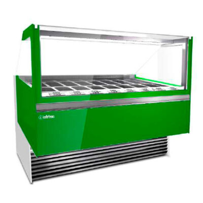 Vitrina Expositora de Congelación con Reserva para Heladería Cristal Recto 1180x1165x1200h mm G12 INFRIMA