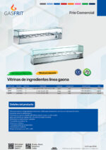 Vitrina de Ingredientes Refrigerada Sobremesa 9 Cubetas GN 1/3 - 150 Cúpula de Cristal 2000x380x440h mm GF066 GASFRIT - Imagen 2