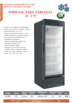 Armario Expositor Negro Coolers Subzero -6 ~ 2 °C 1 Puerta de Cristal 4 Estantes 450 Litros 660x655x1863h mm SC-450S EUTRON - Imagen 2