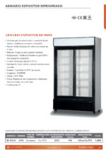 Armario Expositor Refrigerado Blanco 2 Puertas de Cristal 5 Estantes 900 Litros 1120x610x1970h mm RB-900HS EUTRON - Imagen 2