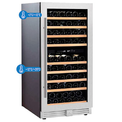 Armario Expositor Refrigerado para Vinos 1 Puerta de Cristal 112 Botellas 9 Estantes 600x700x1200h mm CV 12 2T INFRIMA