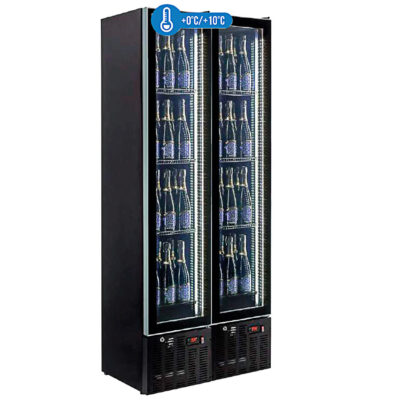 Armario Expositor Refrigerado para Vinos 1 Puerta de Cristal 120 Botellas 4 Estantes 940x650x1985h mm Doble INFRIMA