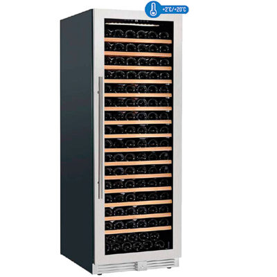 Armario Expositor Refrigerado para Vinos 1 Puerta de Cristal 200 Botellas 15 Estantes 600x700x1800h mm CV 18 1T INFRIMA