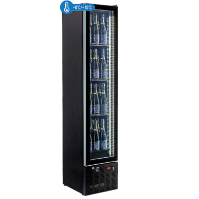 Armario Expositor Refrigerado para Vinos 1 Puerta de Cristal 60 Botellas 4 Estantes 400x500x1880h mm Simple INFRIMA