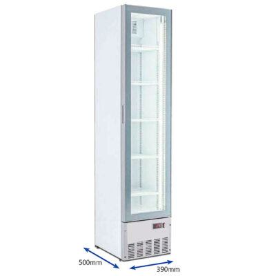 Armario Expositor de Refrigeración para Pastelería 1 Puerta de Cristal 5 Estantes 170 Litros 390x500x1880h mm SLIM INFRIMA