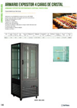 Armario Expositor de Refrigeración para Pastelería de Acero Inoxidable 1 Puerta de Cristal 3 Estantes 400 Litros 700x700x1900h mm Deluxe INFRIMA