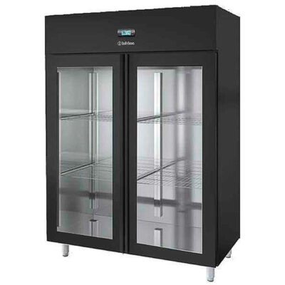 Armario de Maduración de Carne de Acero Inoxidable Negro 2 Puertas de Cristal 4 Estantes1440x800x2020h mm BLK3 INFRIMA