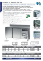 Mesa Refrigerada Acero Inoxidable con Fregadero 3 Puertas 3 Estantes 390 Litros Gama 600 - 2017x600x850h mm TRS-200F EUTRON - Imagen 2