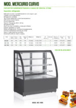 Vitrina Expositora Refrigerada para Pastelería Cristal Curvo sin Reserva 900x750x1350h mm MC-900 INFRIMA