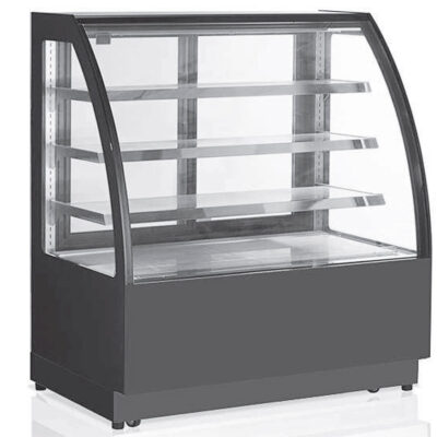 Vitrina Expositora Refrigerada para Pastelería Cristal Curvo sin Reserva 900x750x1350h mm MC-900 INFRIMA