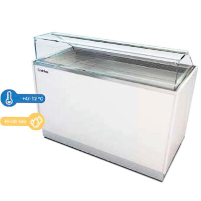 Vitrina Expositora de Refrigeración y Congelación para Pastelería Cristal Recto sin Reserva 1250x950x1200h mm VERSALLES125C INFRIMA