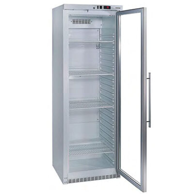 Armario Expositor Refrigerado 1 Puerta de Cristal 4 Estantes 395 Litros 626x740x1865h mm MAR 460 PV BL Corequip