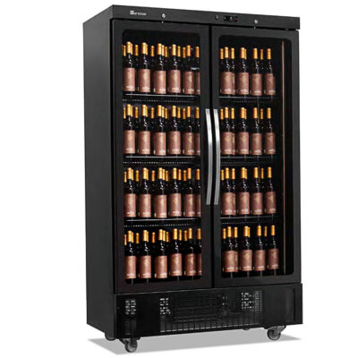 Armario Expositor Refrigerado para Vinos 2 Puertas de Cristal 260 Botellas 3 Estantes 1055x440x1430h mm CV 800 CS PV Corequip