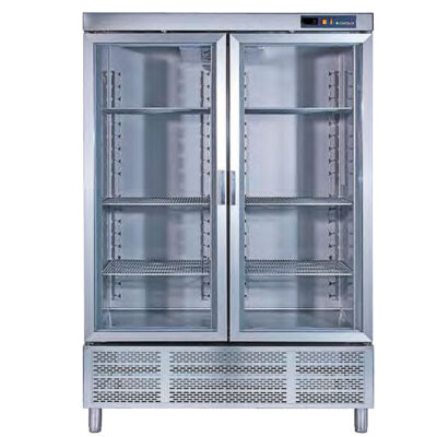 Armario de Refrigeración Acero Inoxidable 2 Puertas de Cristal 3 Estantes 868 Litros 1388x726x2067h mm ARV12002 Corequip