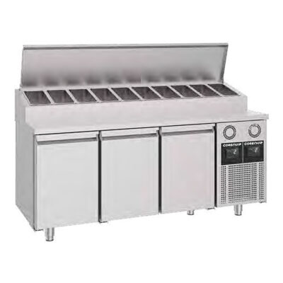 Mesa Preparación de Ingredientes 474 Litros 3 Puertas Opacas 1865x700x1090h mm MPF18003-10 Corequip