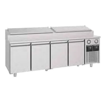 Mesa Preparación de Ingredientes 632 Litros 4 Puertas Opacas 2330x700x1090h mm MPF23004-12 Corequip