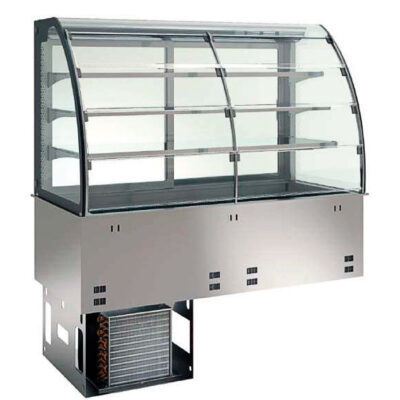 Vitrina Expositora Refrigerada para Pastelería Drop-In 2 Cubetas GN 1/1 Cristal Curvo 3 Estantes 810x635x1580h mm VCC2A1 INFRIMA