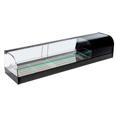 Vitrina Expositora Refrigerada para Pescados Cristal Curvo con 1.5 Platos 1216x410x330h mm VIRGI 2P 1.5P Corequip