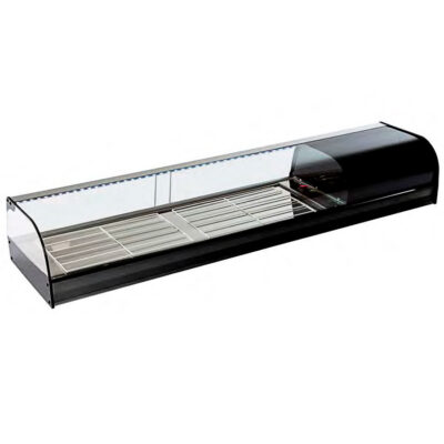 Vitrina Expositora Refrigerada para Pescados Cristal Curvo con 1.5 Platos 1566x410x250h mm VIRGI 1P 1.5P Corequip