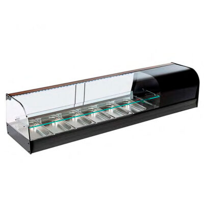 Vitrina Expositora Refrigerada para Pescados Cristal Curvo con 6 Bandejas GN 1/3 1566x410x330h mm VRGI 2P 6B Corequip
