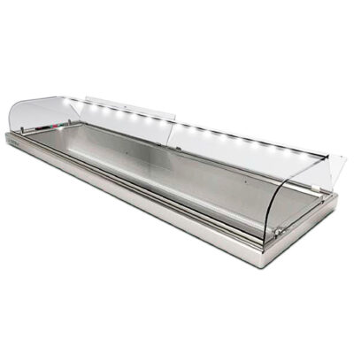 itrina para Tapas Refrigerada Sobremesa 7 Bandejas GN 1/3x40 Cristal Curvo 1350x390x260h mm ATENEA150 INFRIMA