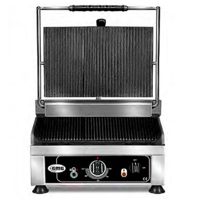 Grills de Contacto Simple Eléctrico de Hierro Fundido Placa Arriba Ranurada Placa Abajo Acanalada 290x440x300h mm KG2525 E Corequip